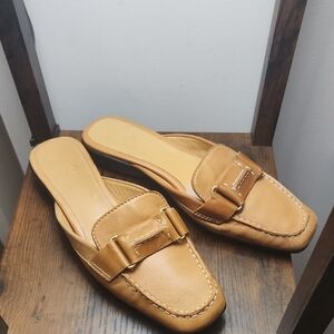 Cole Haan Tan Leather Women's Loafers Mules